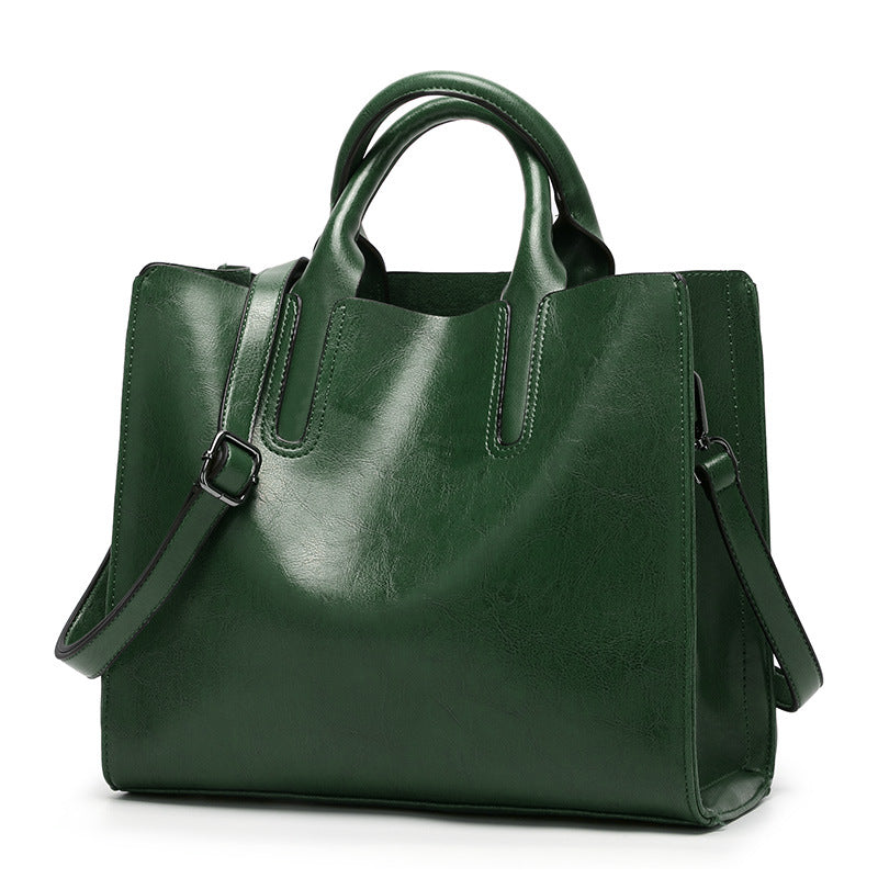 Women Simple Portable Square Leather Handbag
