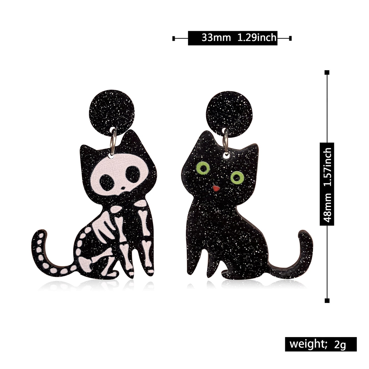 Halloween Women Funny Horror Black Cat Earrings
