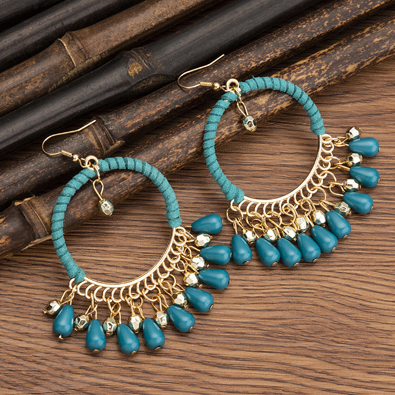 Pendientes con borlas retro de estilo étnico bohemio