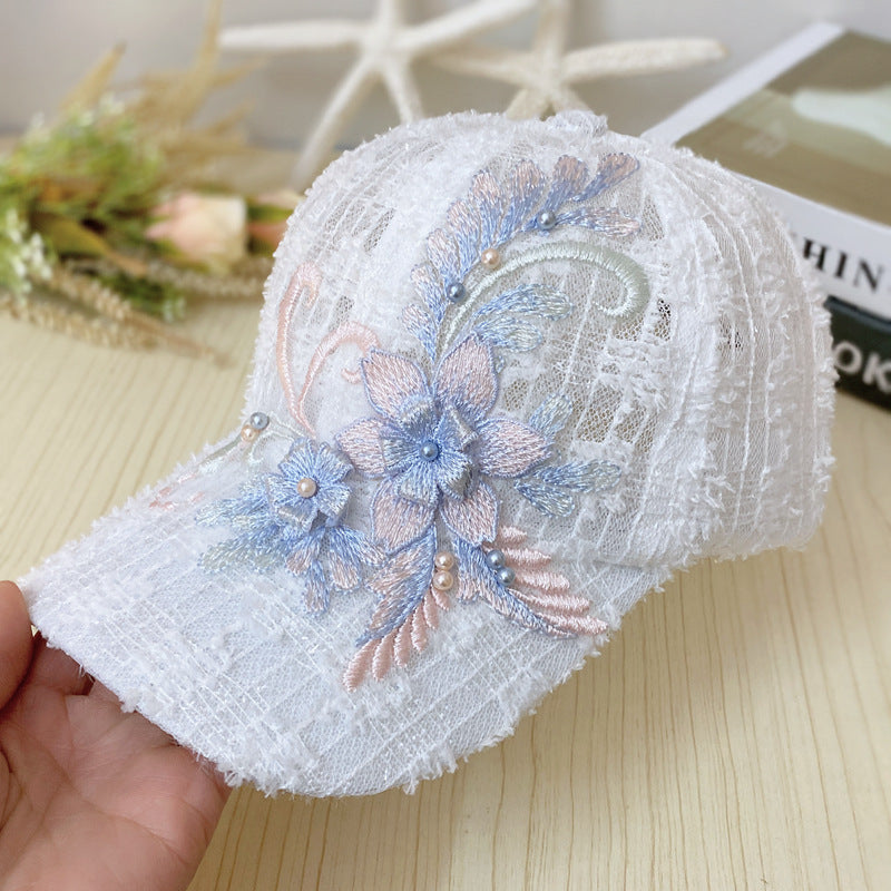 Casquette élégante en maille fine et dentelle pour femme