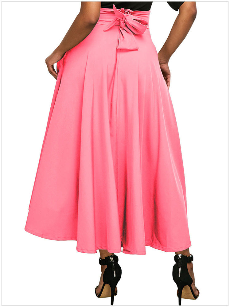 Women Fashion Casual Solid Color High Waist Skirt