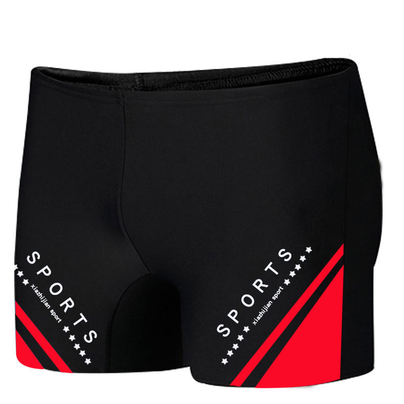 Traje de baño de ángulo plano con estampado de letras y colores a juego para hombre