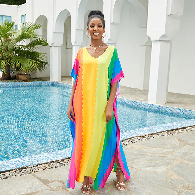 Traje de baño informal para mujer, con estampado de mariposas y teñido anudado para vacaciones en la playa