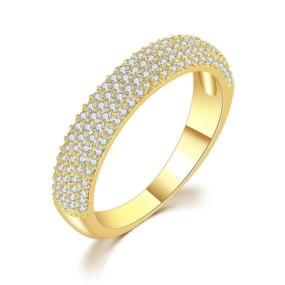 Anillo de circonitas de cinco filas para mujer