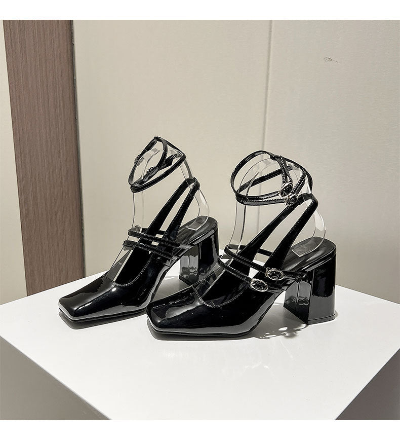 Talons hauts Mary Jane à talons épais vintage pour femmes