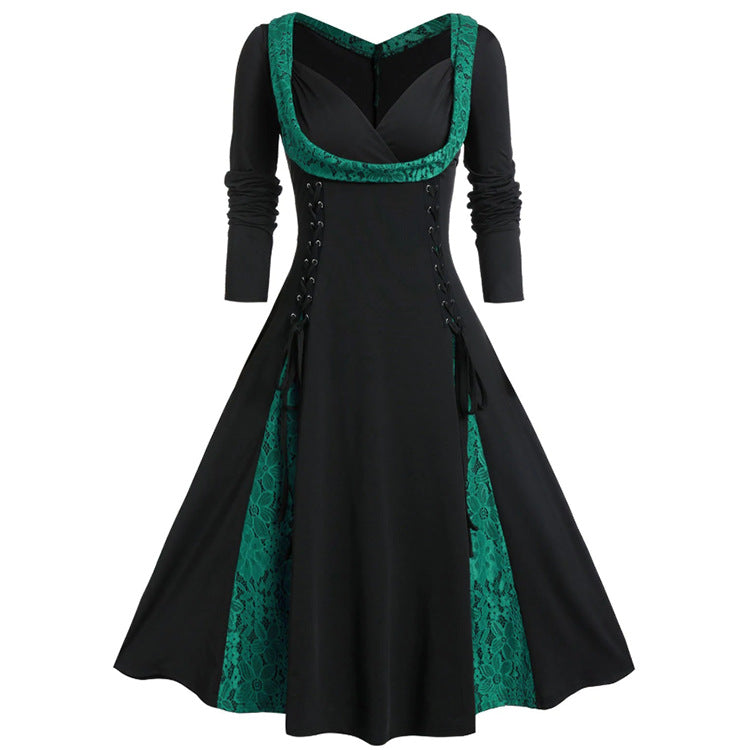 Robe gothique élégante en dentelle grande taille pour femme