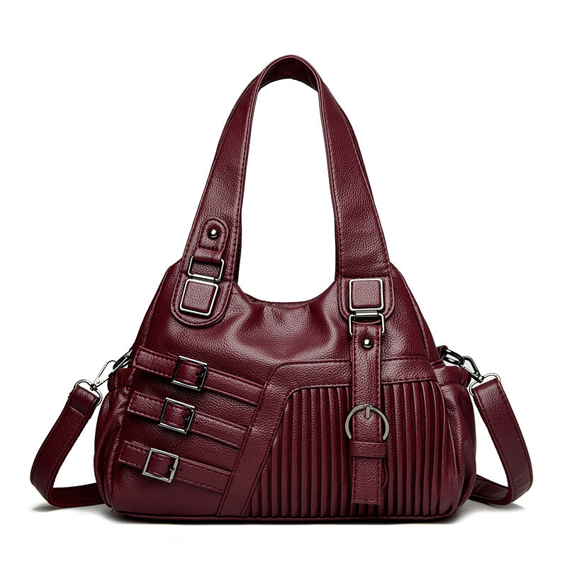 Sac à main en PU de grande capacité, décontracté et tendance, couleur unie, pour femmes