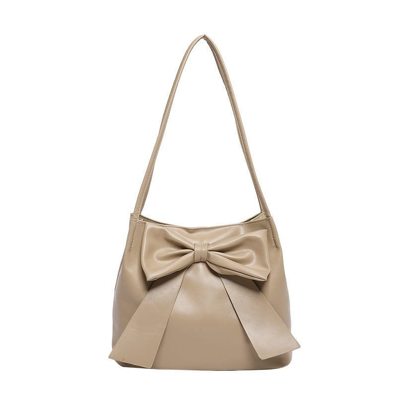 Bolso tote con lazo de color sólido de gran capacidad a la moda para mujer