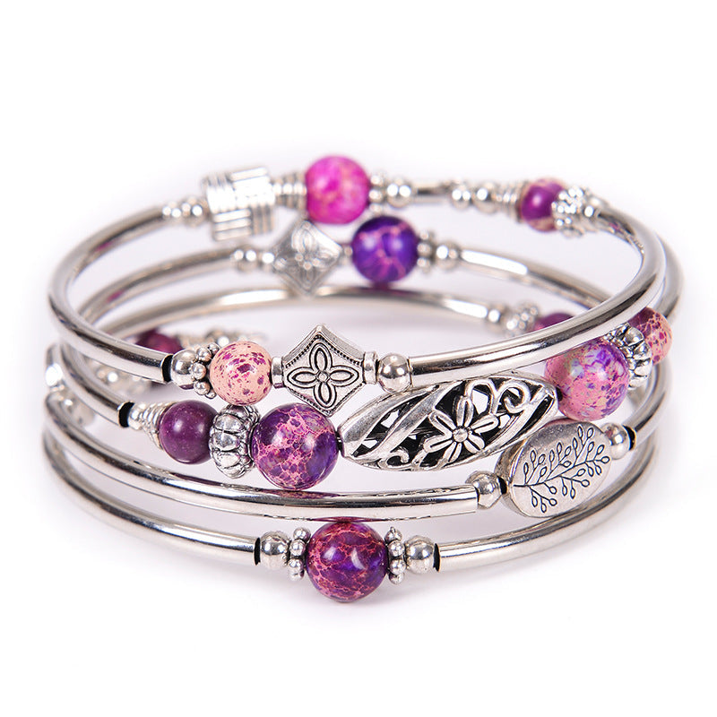 Pulsera bohemia de cuentas de piedra natural para mujer