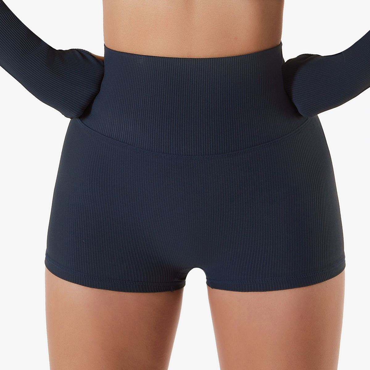 Pantalones cortos de yoga sin costuras de color liso a la moda para mujer
