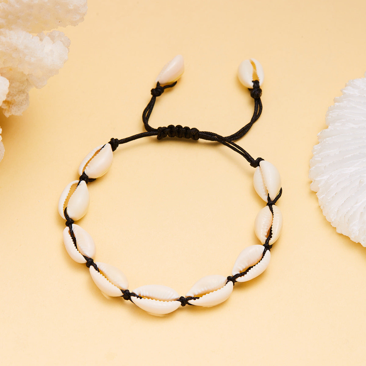Women Fashion Casual Vacation Beach Shell Woven Bracelet