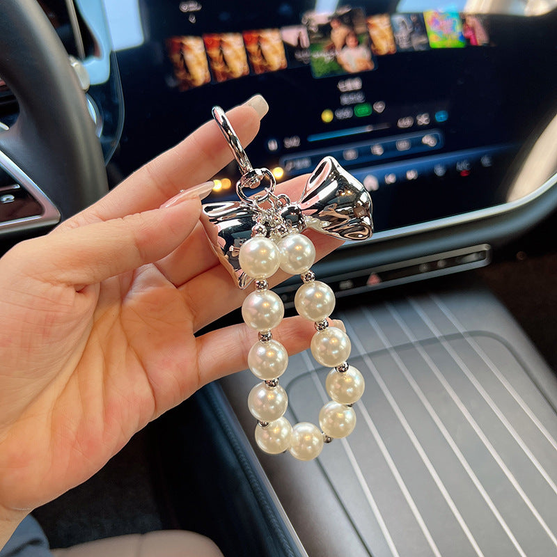 Fashion Beaded Bow Pendant Keychain