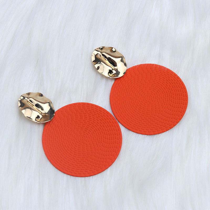 Bohemian Style Round Solid Color Exaggerated Earrings