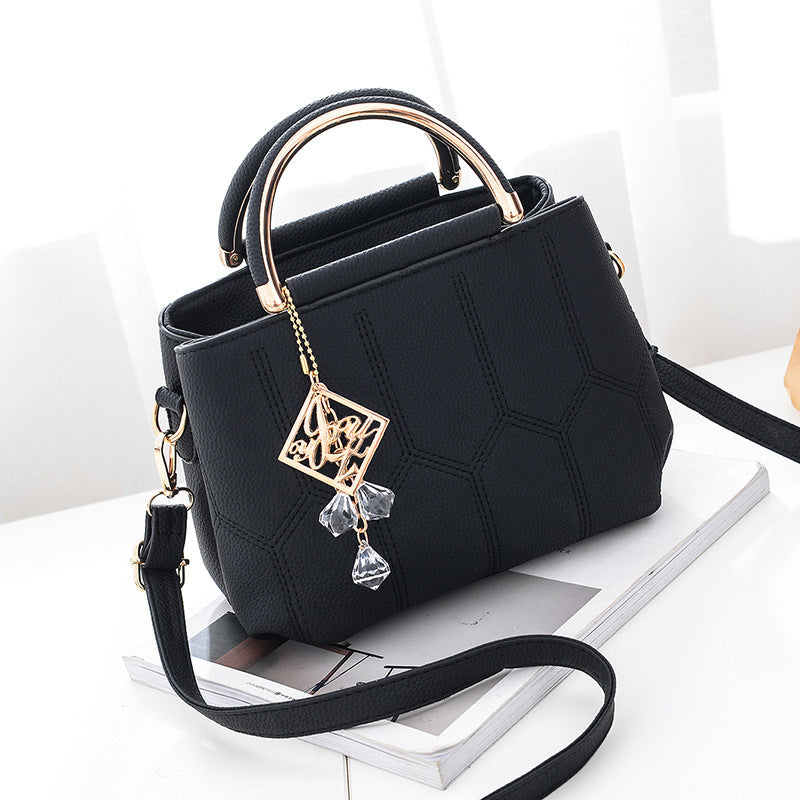 Bolso de mano con bordado de color liso, sencillo e informal, a la moda para mujer