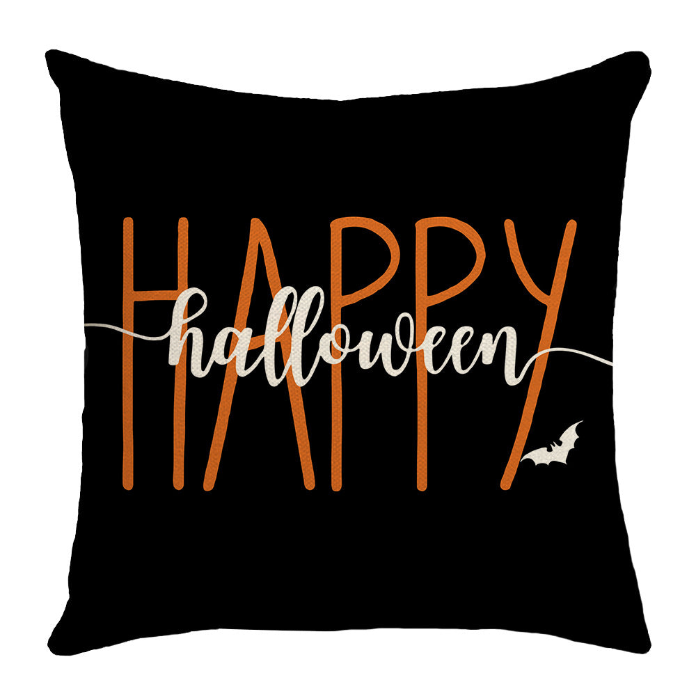 Halloween Cartoon Pumpkin Ghost Linen Sofa Cushion Cover