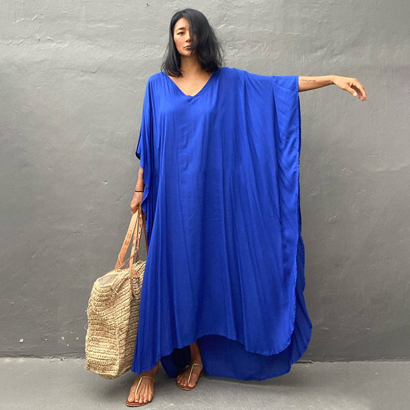 Túnicas casuales de playa para mujer, de colores sólidos, para vacaciones