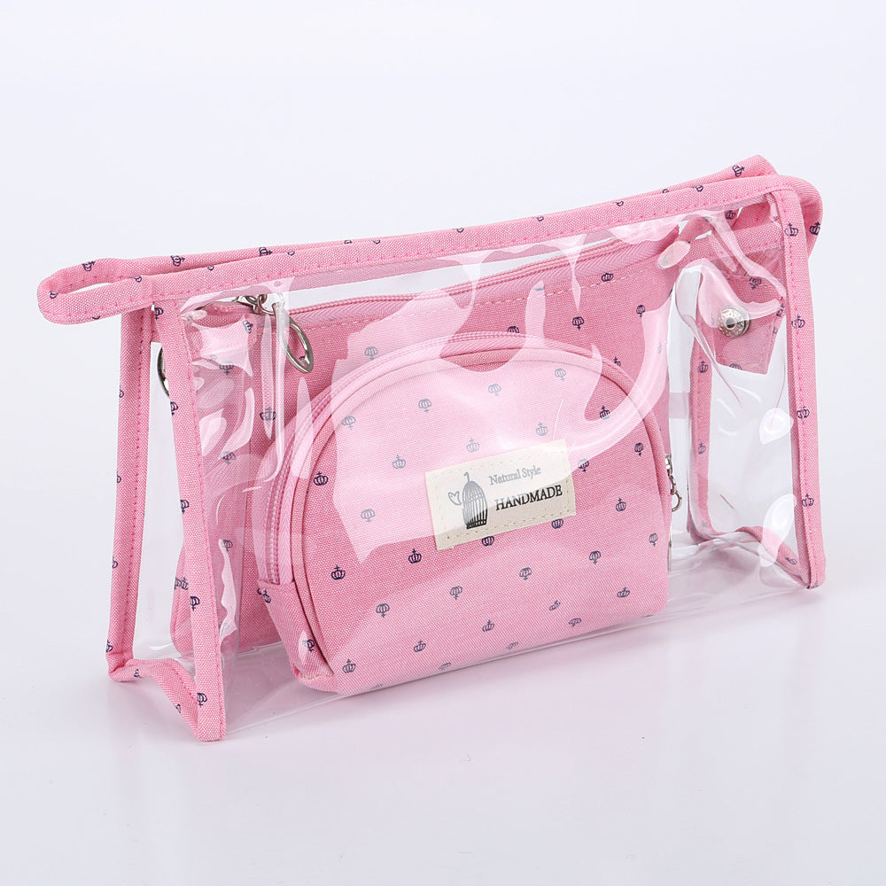 Bolsa de cosméticos transparente de viaje 3 en 1