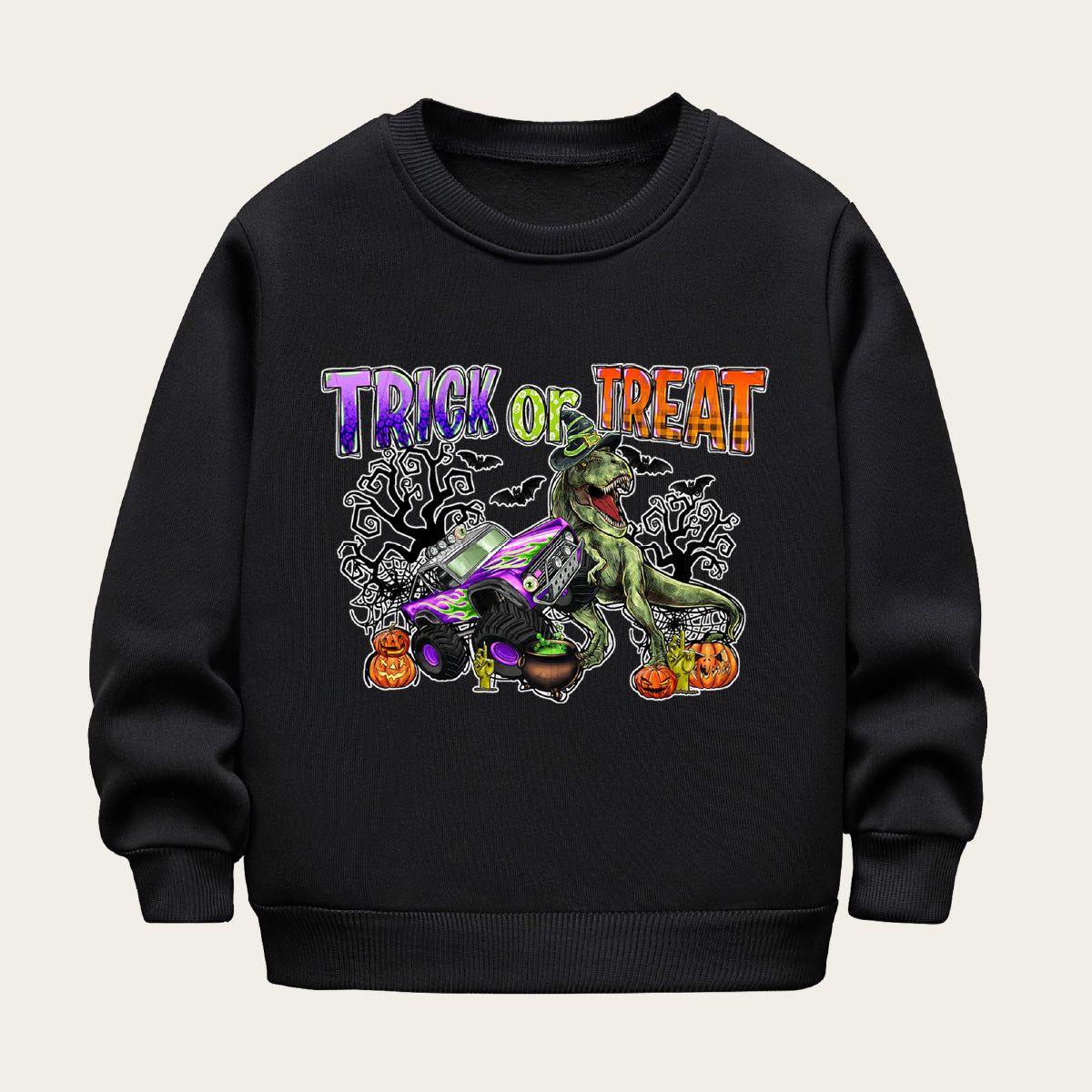 Kids Toddler Boys Girls Casual Halloween Print Fleece Sweatshirt