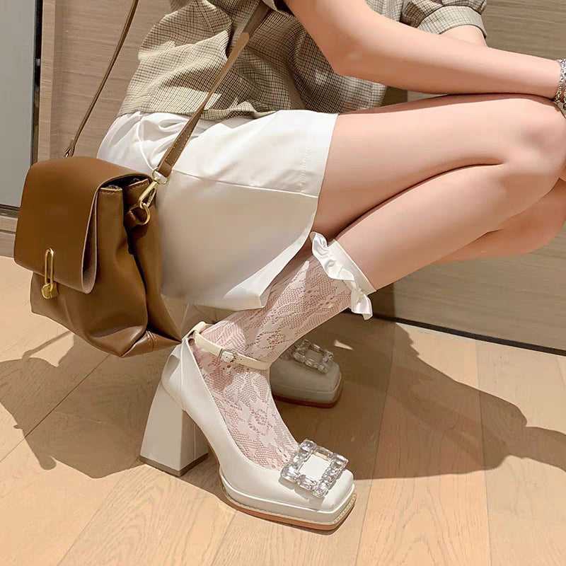 Zapatos Mary Jane informales de talla grande con diamantes de imitación para mujer