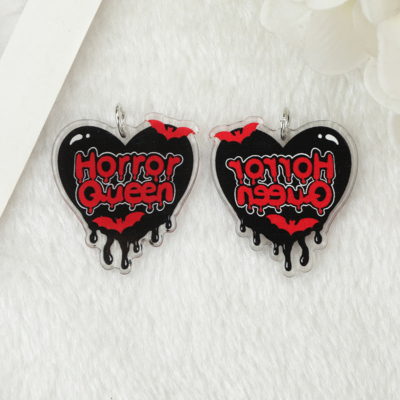 Pendientes de calavera acrílica de doble cara para mujer, de Halloween