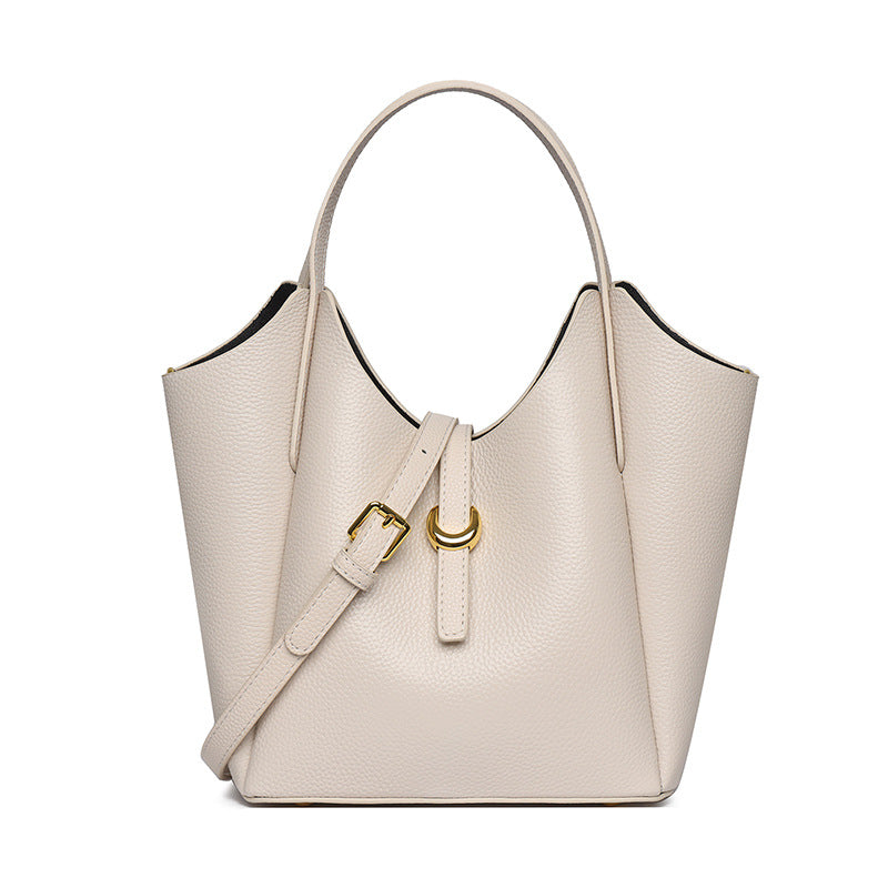Sac à main décontracté en cuir à motif litchi de couleur unie pour femme