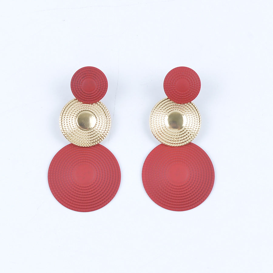 Women Fashion Solid Color Three Layer Mosquito Plate Earrings