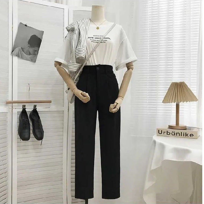 Women High Waist Loose Straight Wide Leg Pants