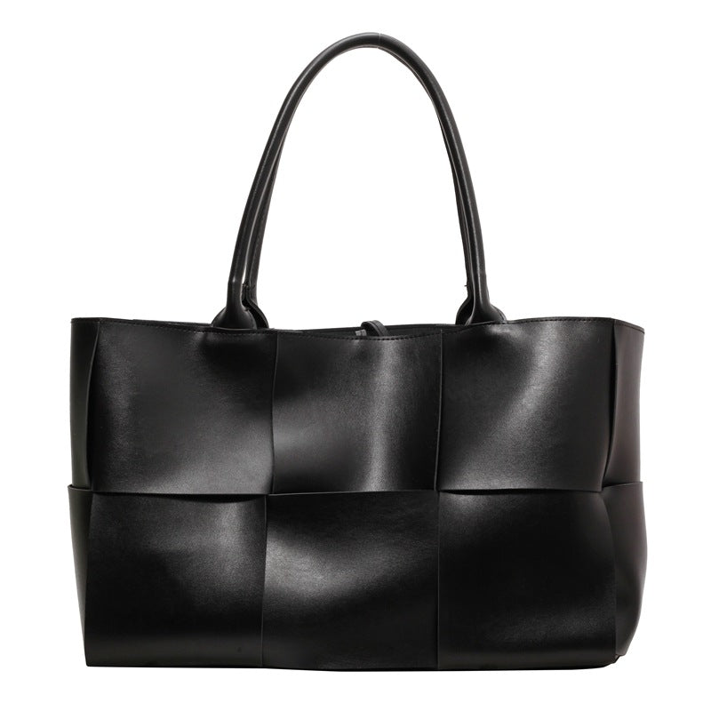 Bolso tote grande retro de PU tejido para mujer