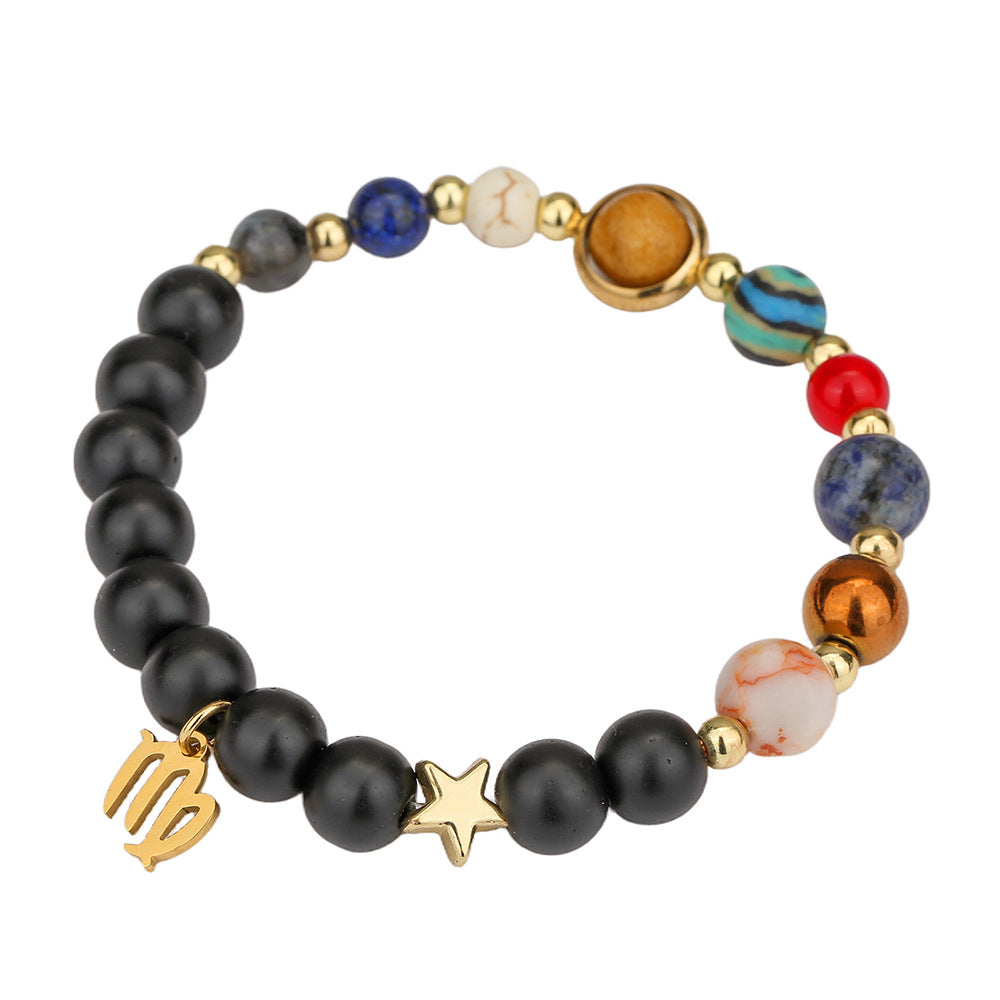 Fashion 12 Constellation Handmade Beaded Bracelet with Stainless Steel and Alloy