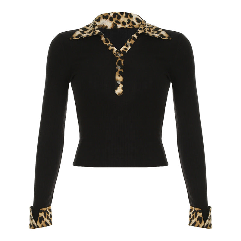 T-shirt gothique à manches longues et coutures en maille pour fille sexy
