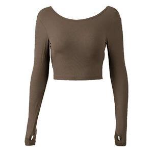 Women Fashion Casual Solid Color Long-Sleeve Yoga T-Shirt