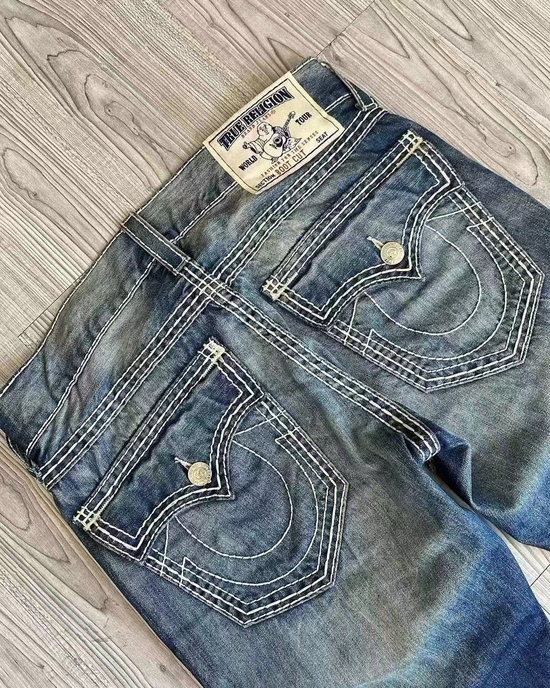 Vaqueros rectos de línea gruesa de moda casual para hombre