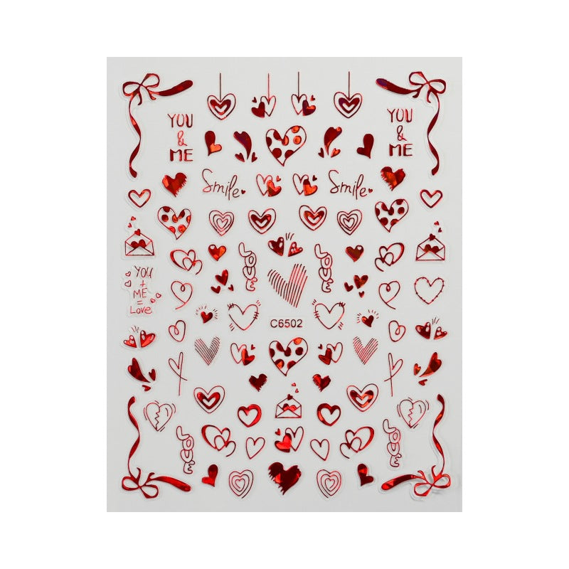 Pegatinas de uñas con láser rojo de amor para San Valentín