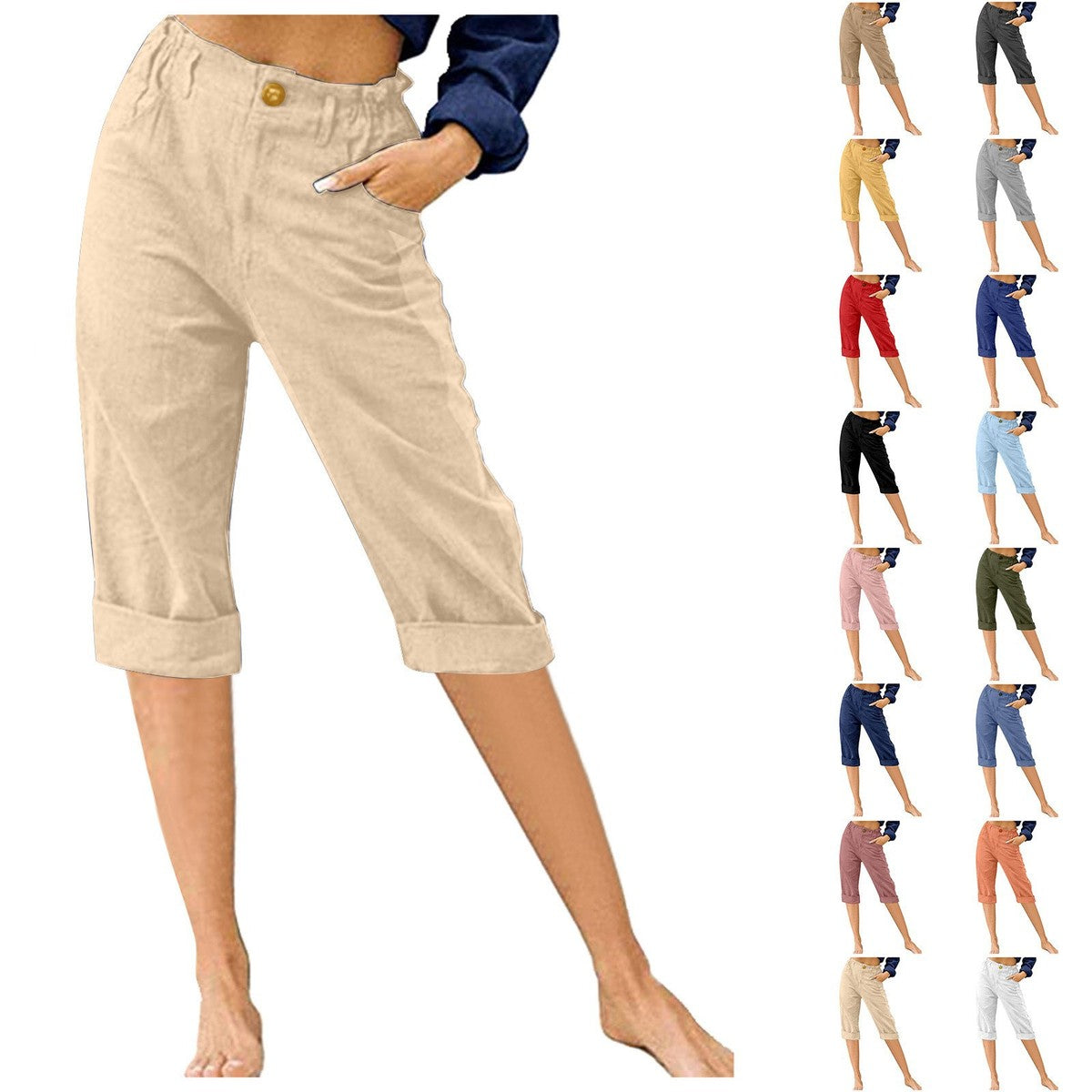 Women Fashion Casual Solid Color Polyester Pants for Comfort and Style