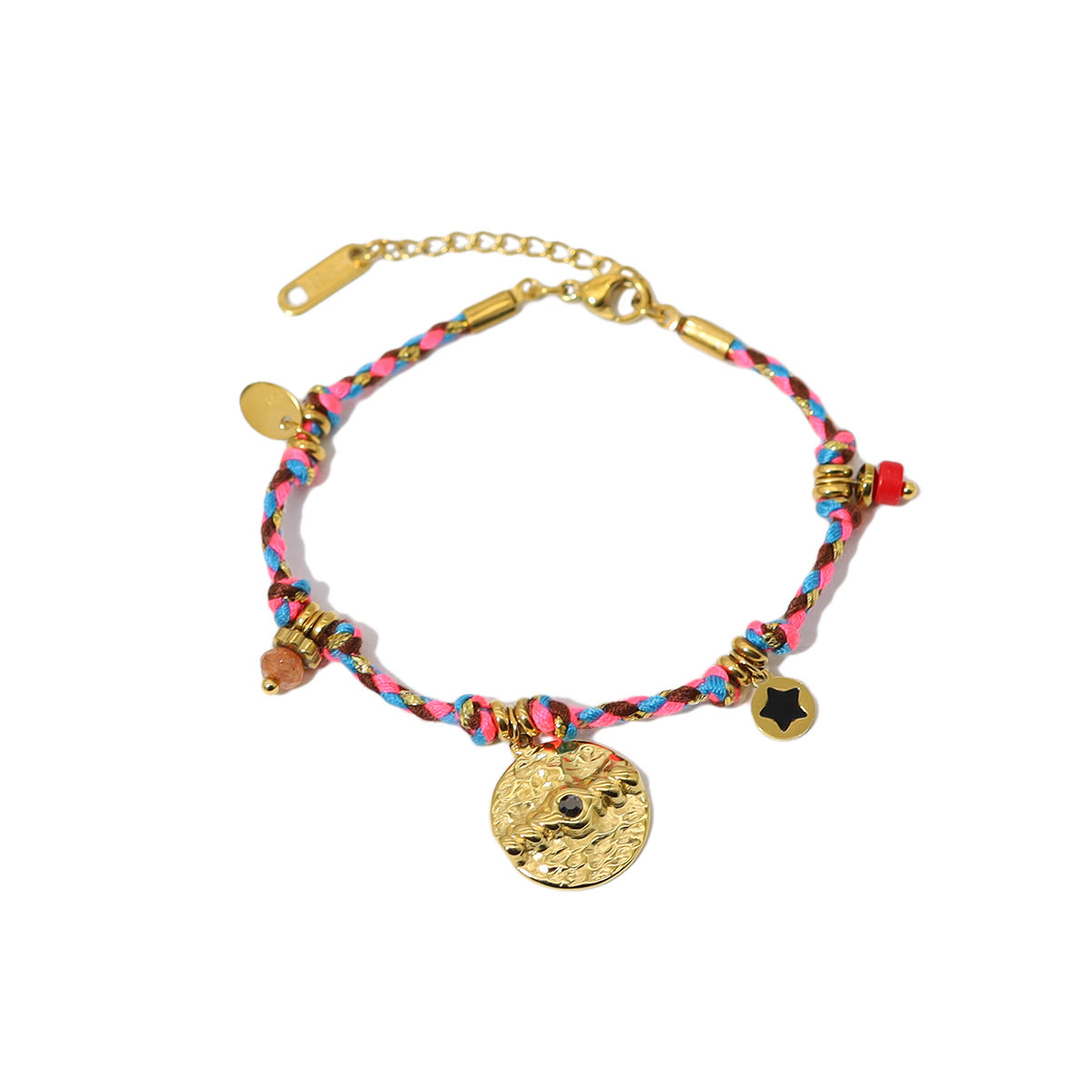 Pulsera de monedas de acero inoxidable de 18 quilates estilo bohemio