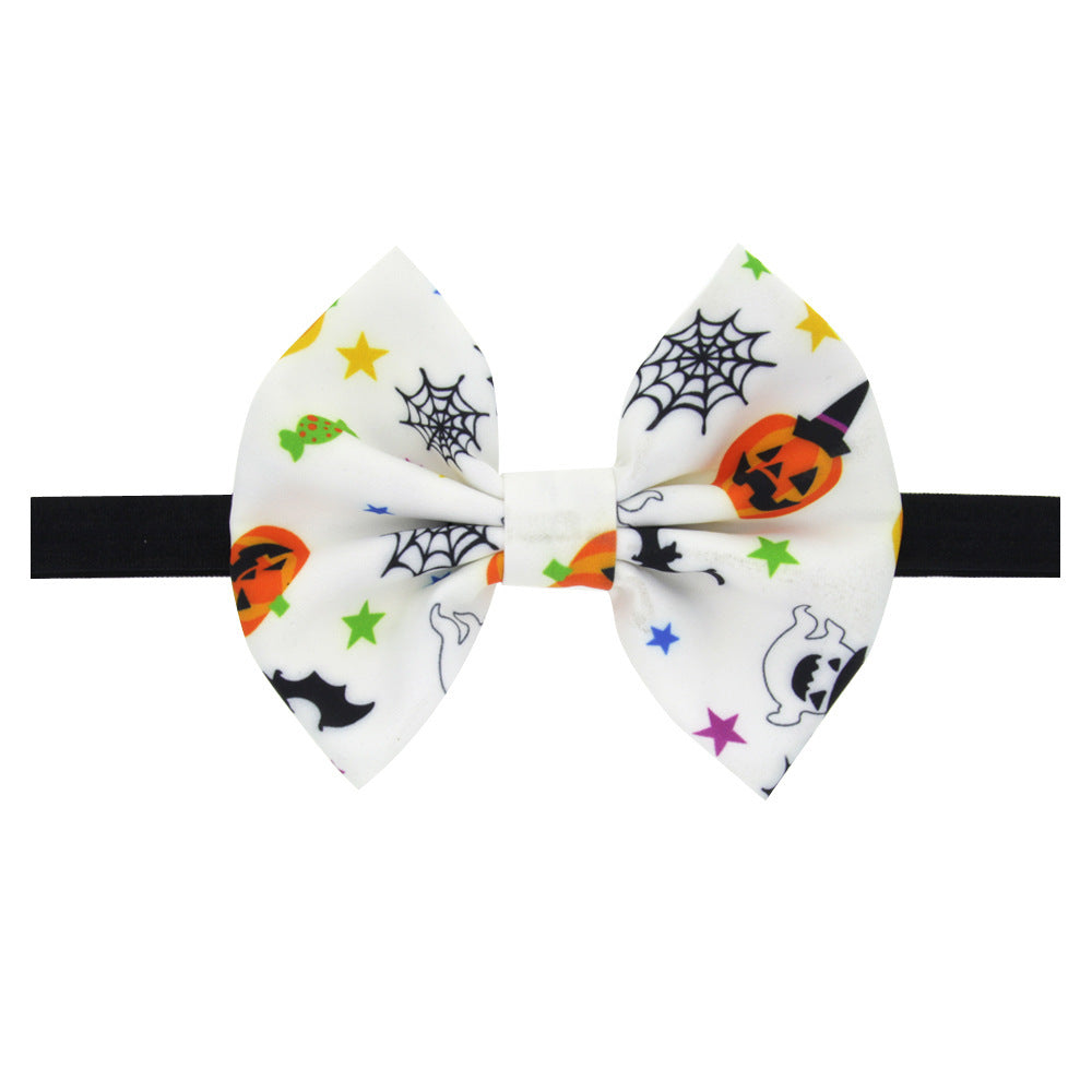 Bandeau élastique pour cheveux avec nœud et imprimé citrouille pour enfants