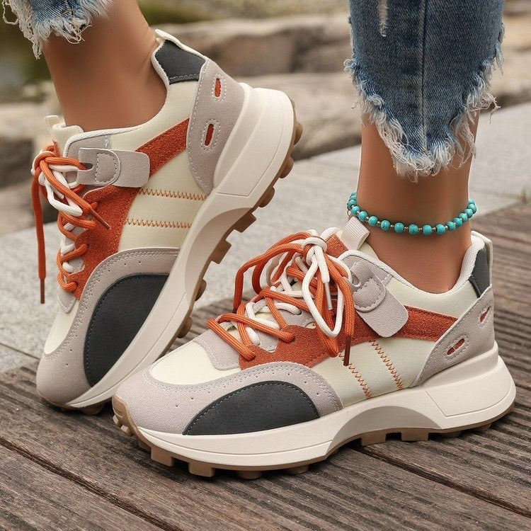 Women Fashion Casual Color Block Platform Sneakers