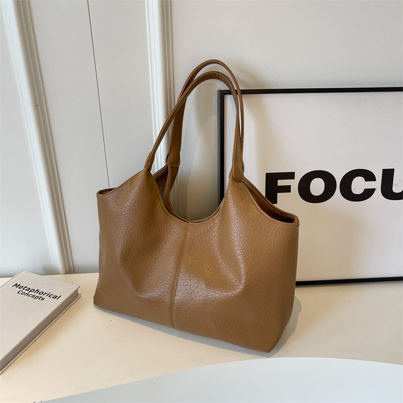 Sac fourre-tout décontracté simple de grande capacité pour femme, couleur unie