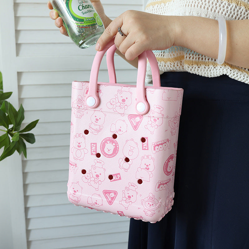 Sac à trou imprimé dessin animé tendance, sac en gelée EVA pour femmes et enfants