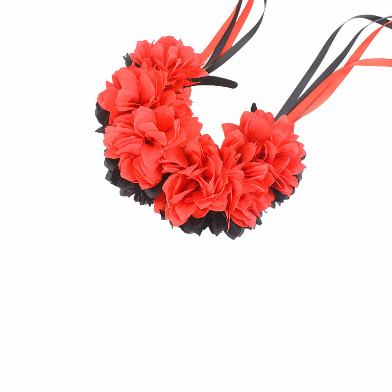 Serre-tête long à fleurs pour fête d'Halloween
