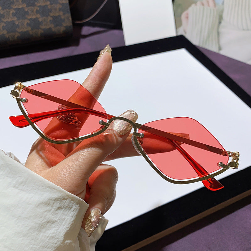 Fashion Half Frame Diamond Sunglasses