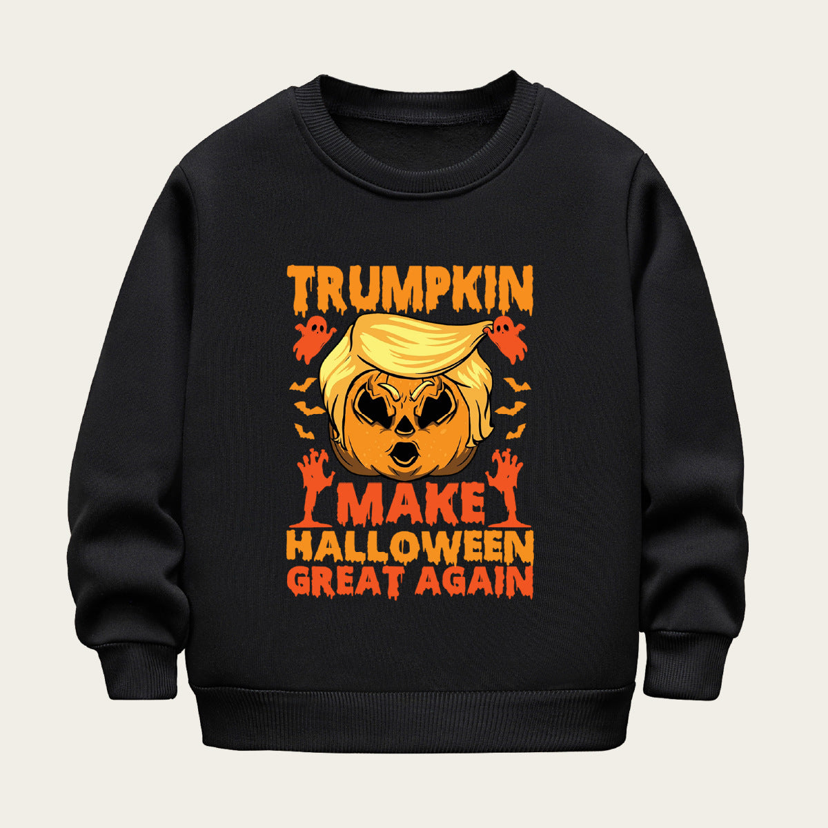 Kids Toddler Boys Girls Halloween Cartoon Print Fleece Sweatshirt