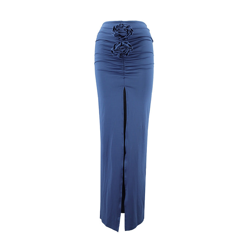 Summer Women Fashion Sexy Slim Floral Split Skirt