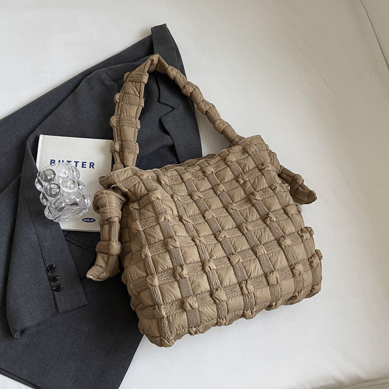 Sac à bandoulière décontracté de grande capacité pour femme, couleur unie, style fourre-tout