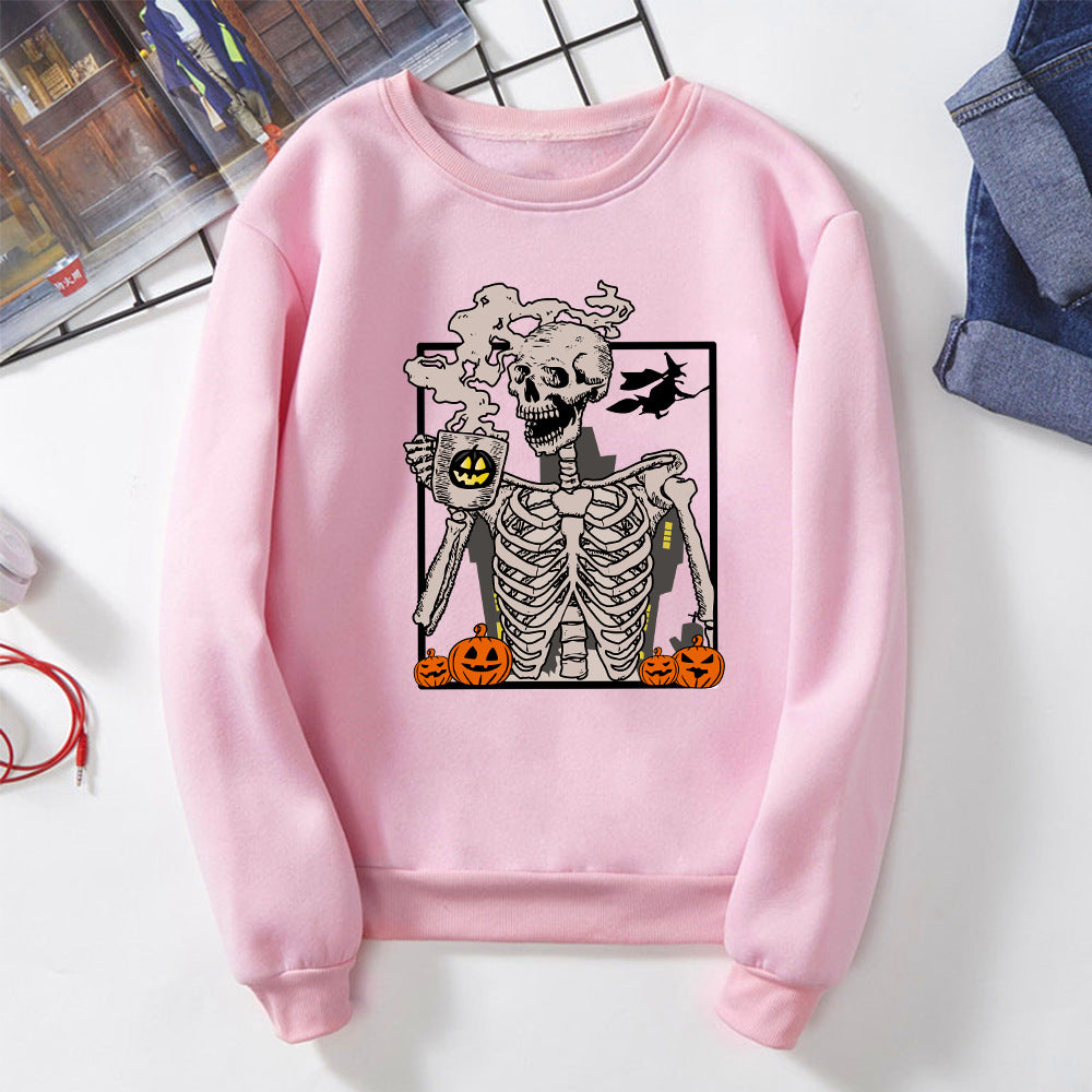 Sudadera con estampado de calavera de Halloween para mujer