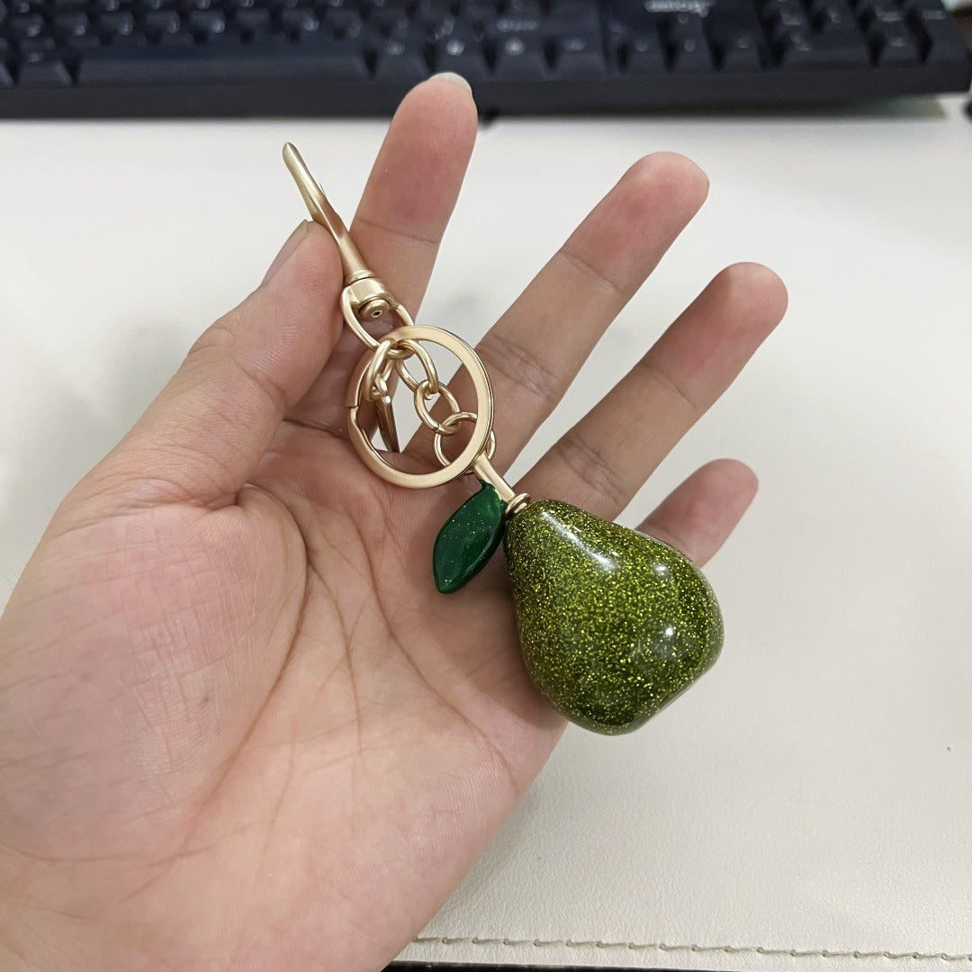 Porte-clés pendentif en forme de cerise, accessoire tendance en résine et métal