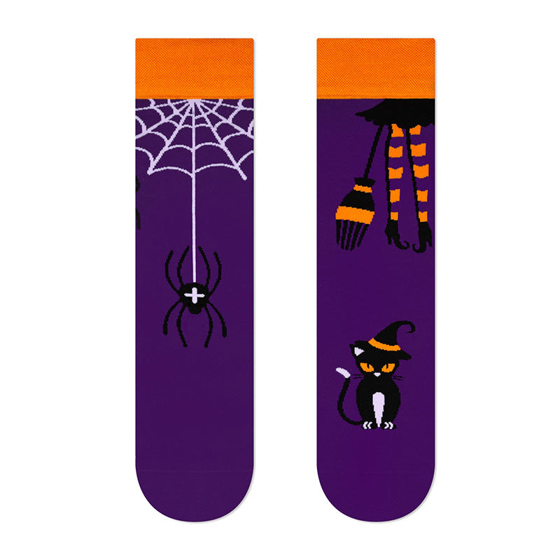 Calcetines unisex de algodón jacquard de Halloween hasta la pantorrilla
