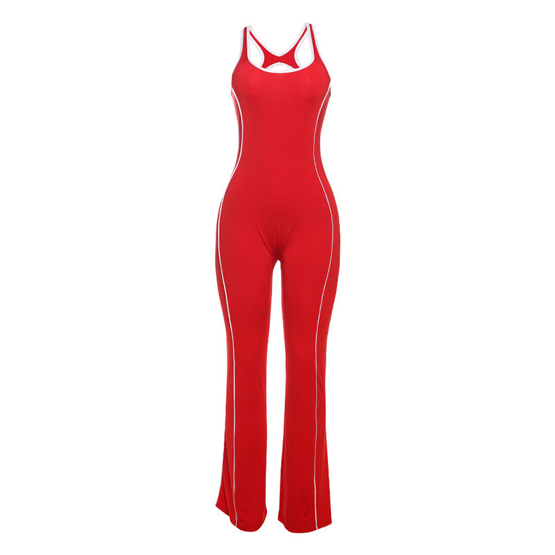 Combinaison sans manches sexy à couleurs contrastées pour femmes