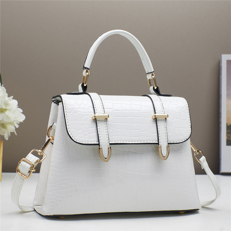 Sac à main en cuir brillant à motif crocodile pour femme