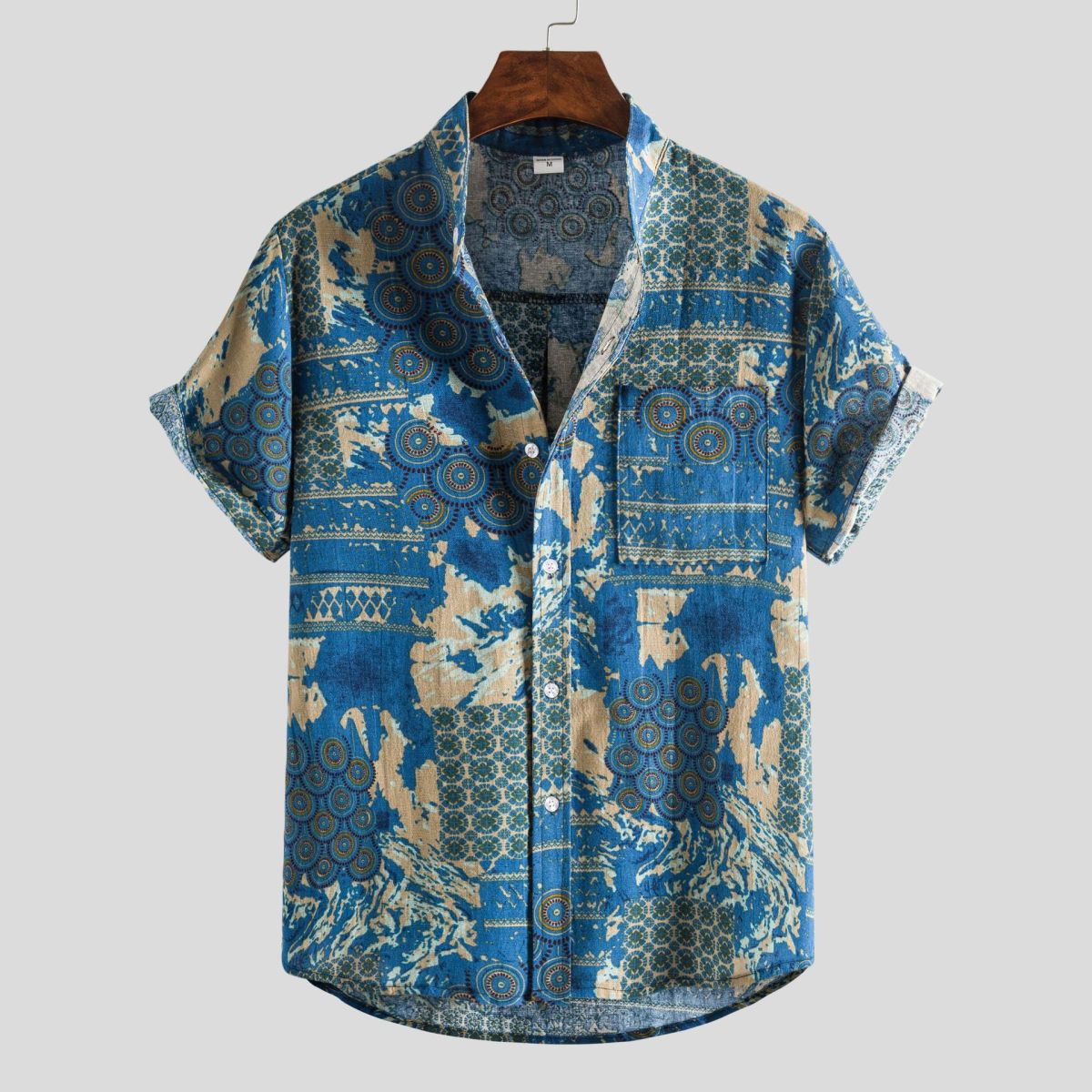 Camisa de verano para hombre con estampado de rayas y flores diminutas en 3D